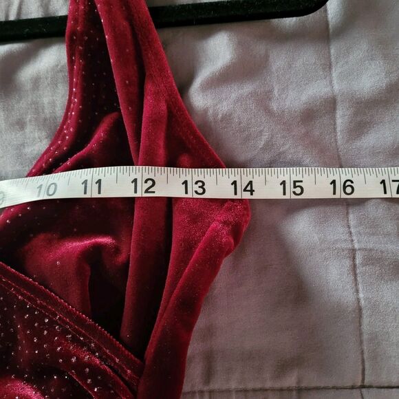 Y2K RAMPAGE Red Burnout Velvet Halter Midi Dress Size Small Whimsigoth Fairy - Picture 4 of 6